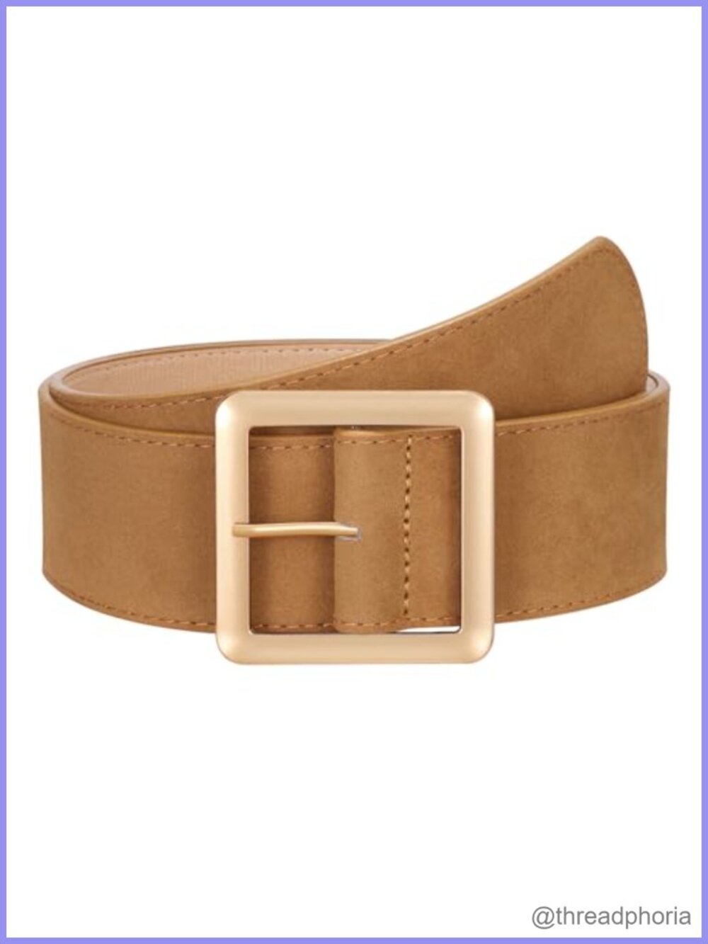 Wide Suede Belt Gold Square Buckle Adjustable Waist Belt Women